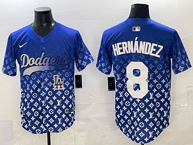 Men Los Angeles Dodgers #8 Hernandez Blue Nike 2025 MLB jersey 09